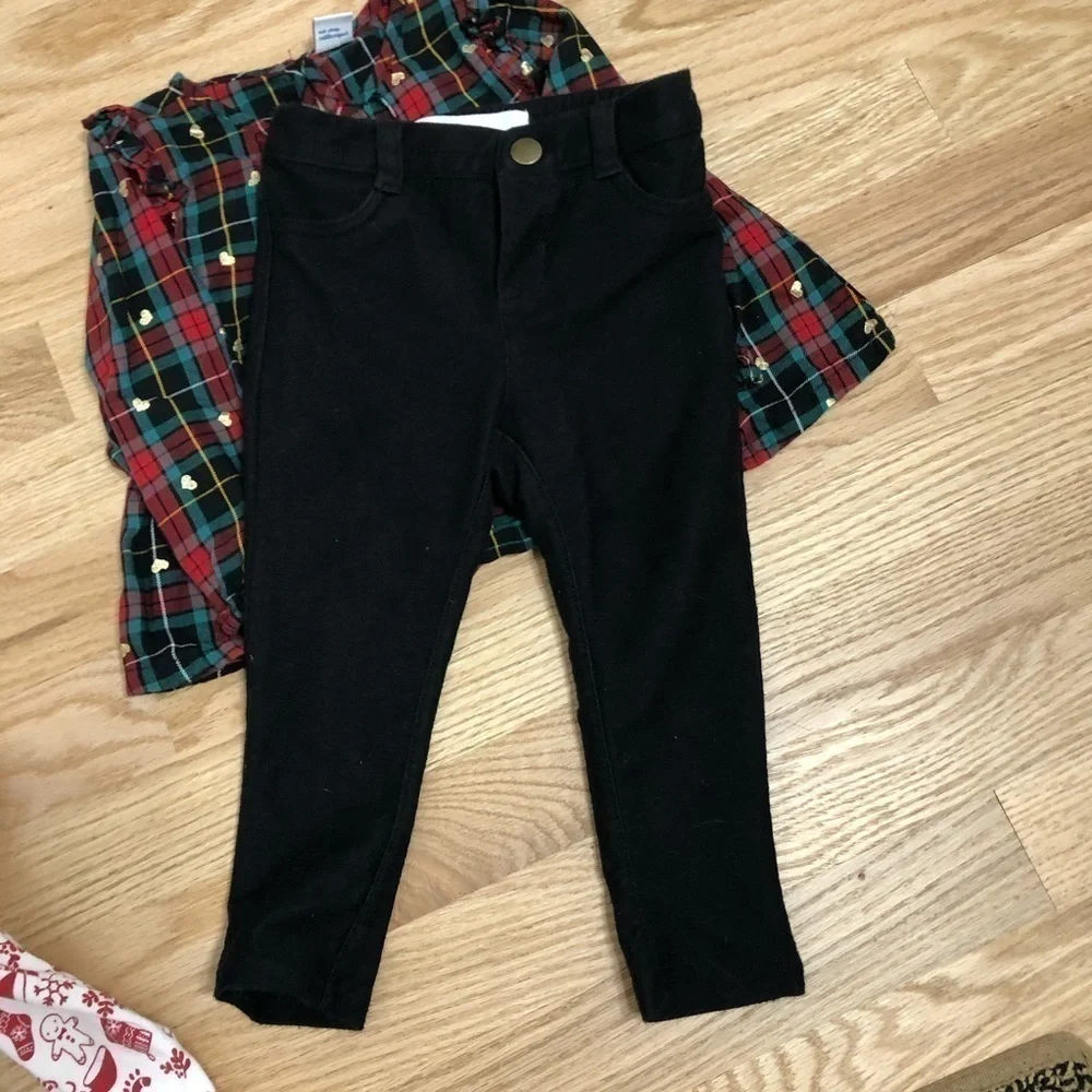 18 Month Christmas Bundle Pajamas Outfit Old Navy Plaid White Red Green Girls